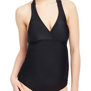 Motherhood Maternity Women's BeachBump Smocked Waist Maternity OnePiece Swimsuit